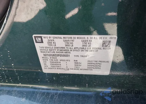 2015 GMC Sierra 1500 Sle из США, поврежденный, VIN 3GTU2UEC8FG509201